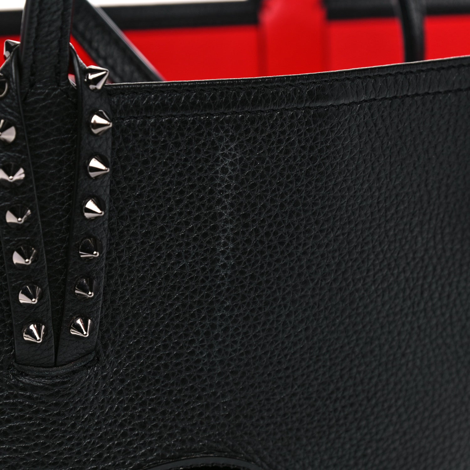 Christian Louboutin Calfskin Patent Logo Spikes East West Cabata Tote Black 17 of 18