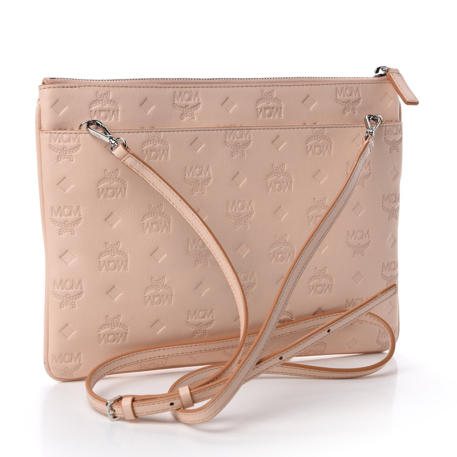 MCM Calfskin Ottomar Monogram Crossbody Pouch Bisque 3 of 11