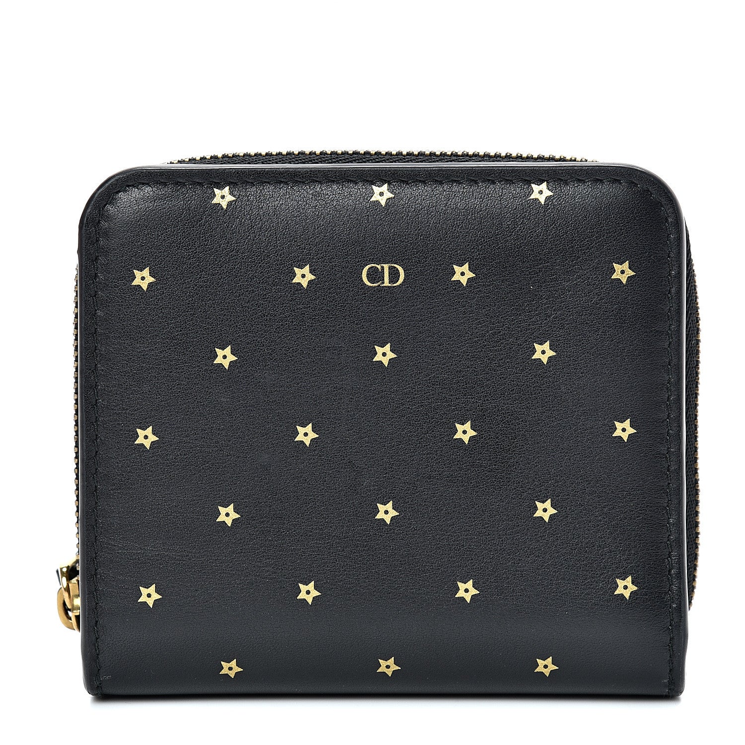 Christian Dior Calfskin Stars Voyageur French Wallet Black 1 of 8