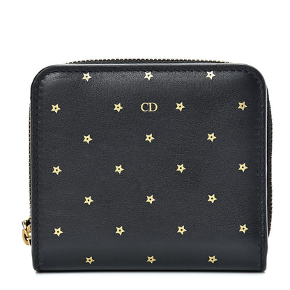 Christian Dior Calfskin Stars Voyageur French Wallet Black 1 of 8
