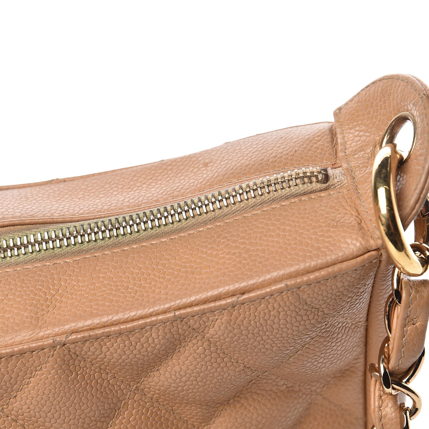 Caviar Quilted Timeless CC Shoulder Bag Beige