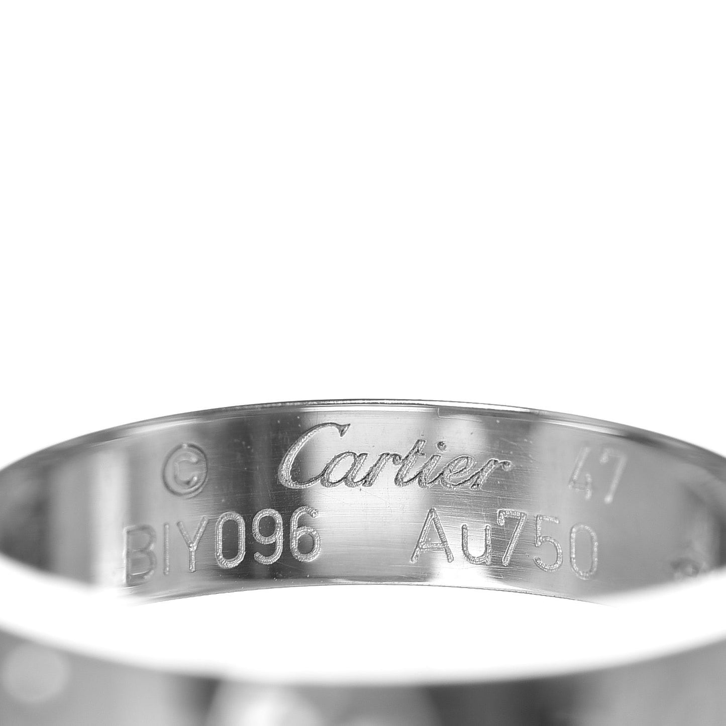 18K White Gold 4mm LOVE Wedding Band Ring 47 4.25