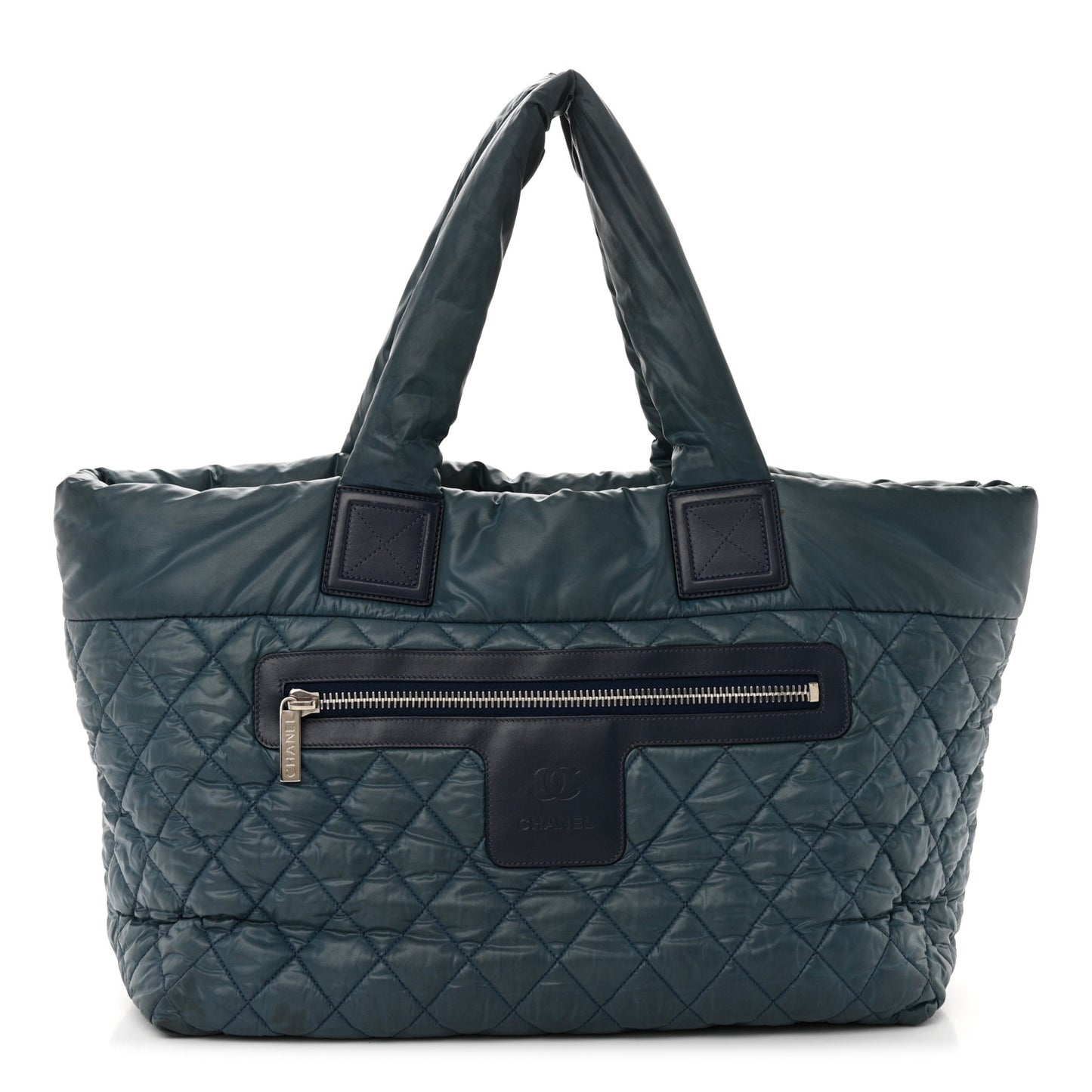 Nylon Quilted Large Coco Cocoon Tote Blue
