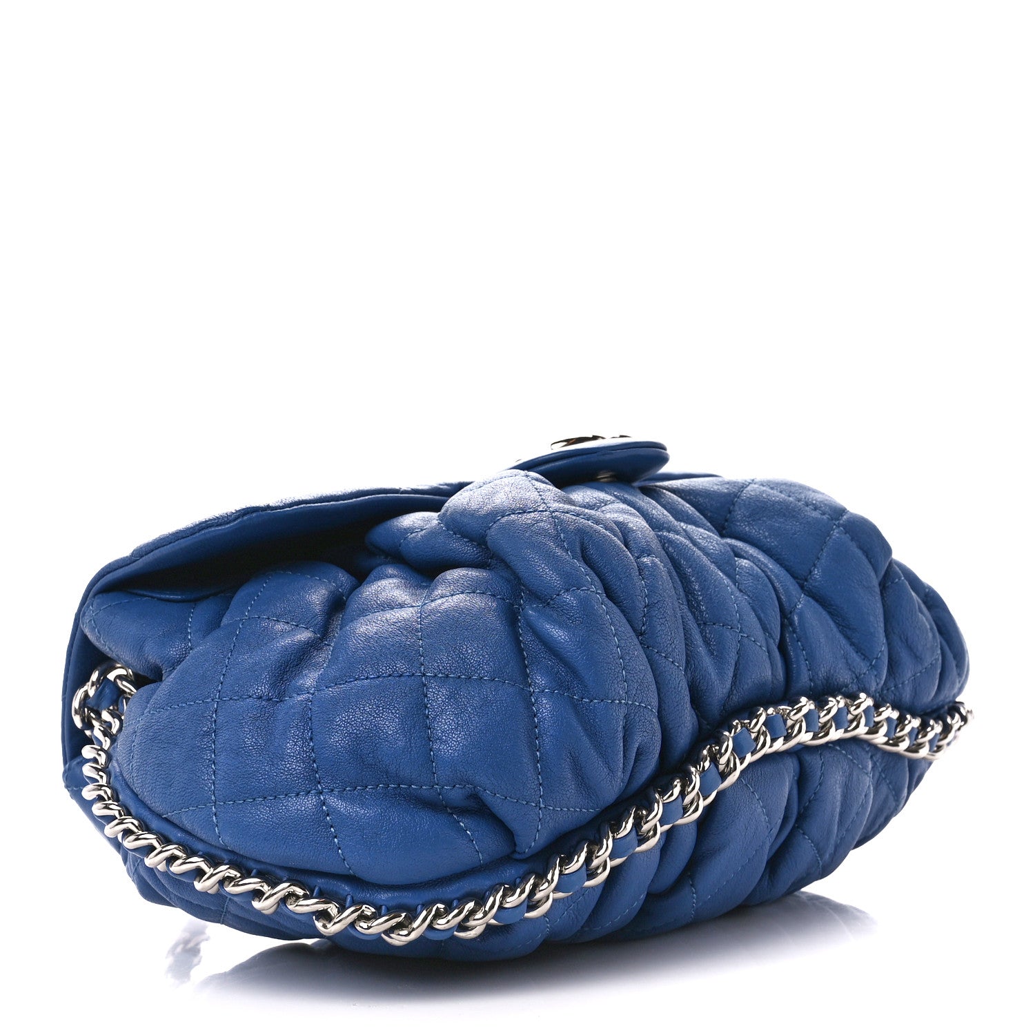 Chanel Washed Lambskin Quilted Medium Chain Around Messenger Blue 4 of 12