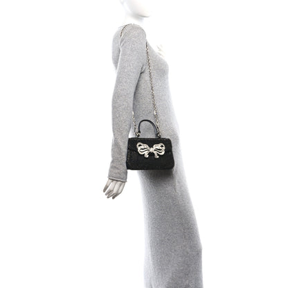 Judith Leiber Crystal Bow Top Handle Black Silver 1 of 8