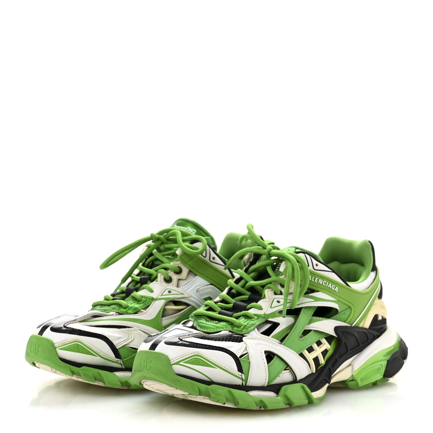 Rubber Mesh Tri-Color Clear Sole Mens Track.2 Open Sneakers 43 Green Black White