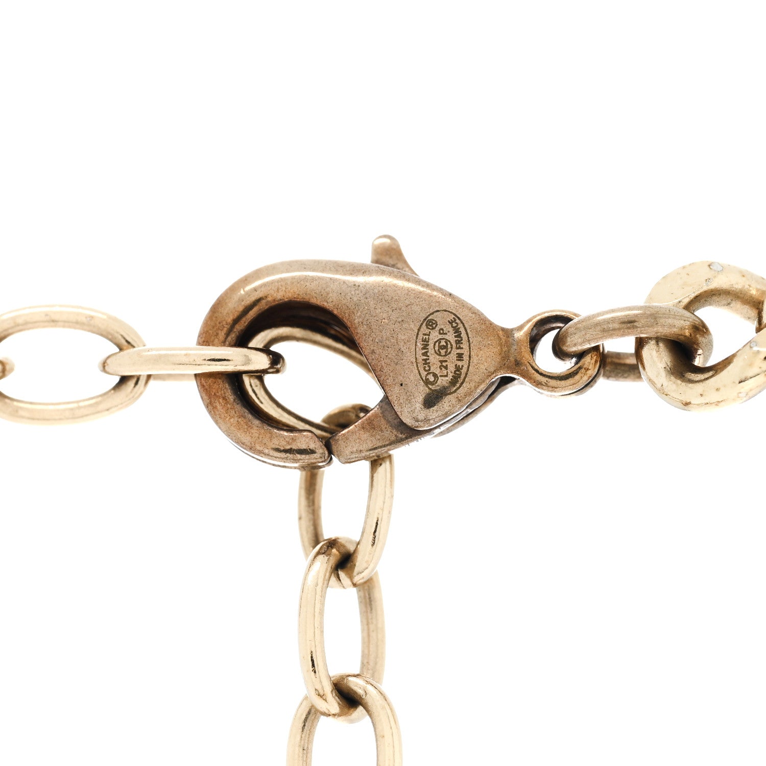 Chanel Metal Crystal CC Pendant Necklace Gold 4 of 5