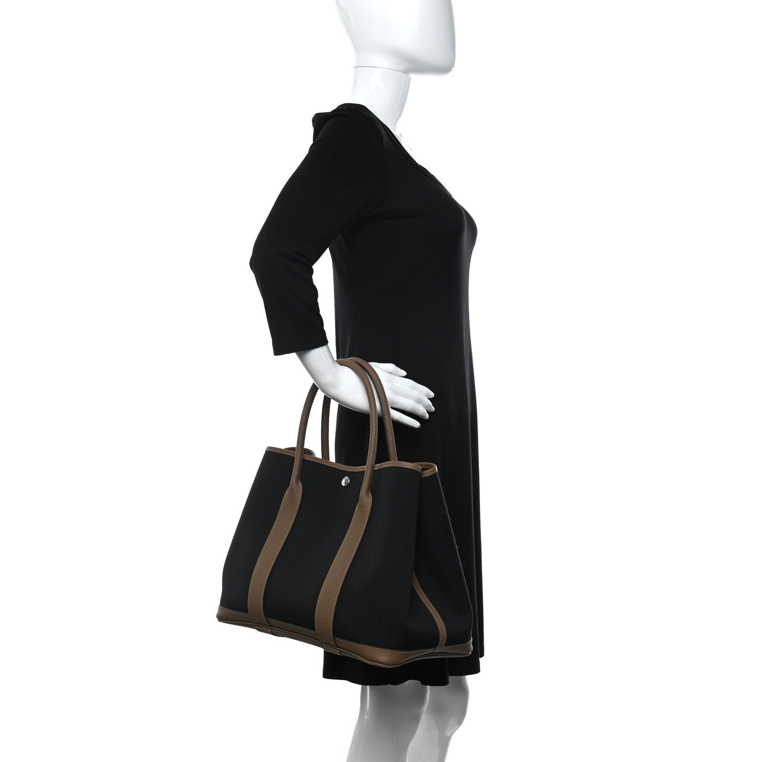 Hermes Toile Militaire Vache Country Garden Party 36 MM Black Etoupe 2 of 9