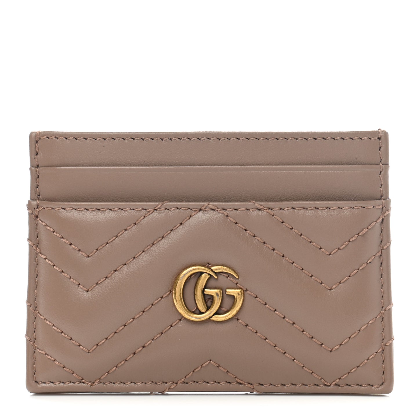 Calfskin Matelasse GG Marmont Card Holder Porcelain Rose