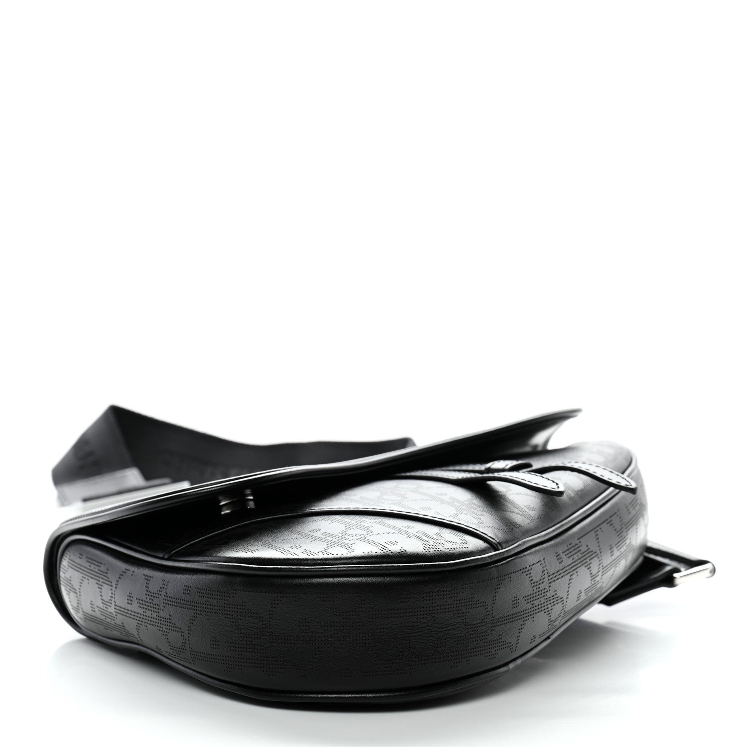 Christian Dior Calfskin Perforated Oblique Galaxy Mens Saddle Bag Black 3 of 10