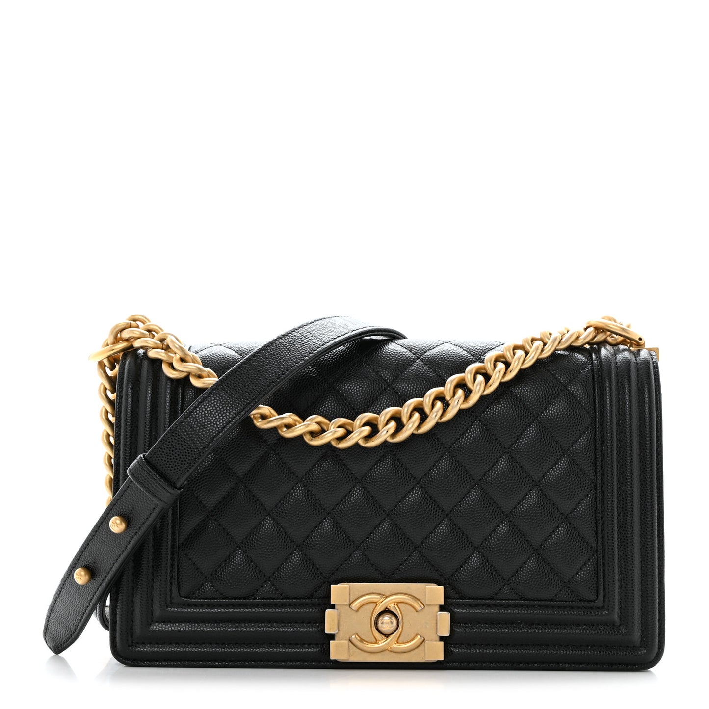 Caviar Quilted Medium Boy Flap Black