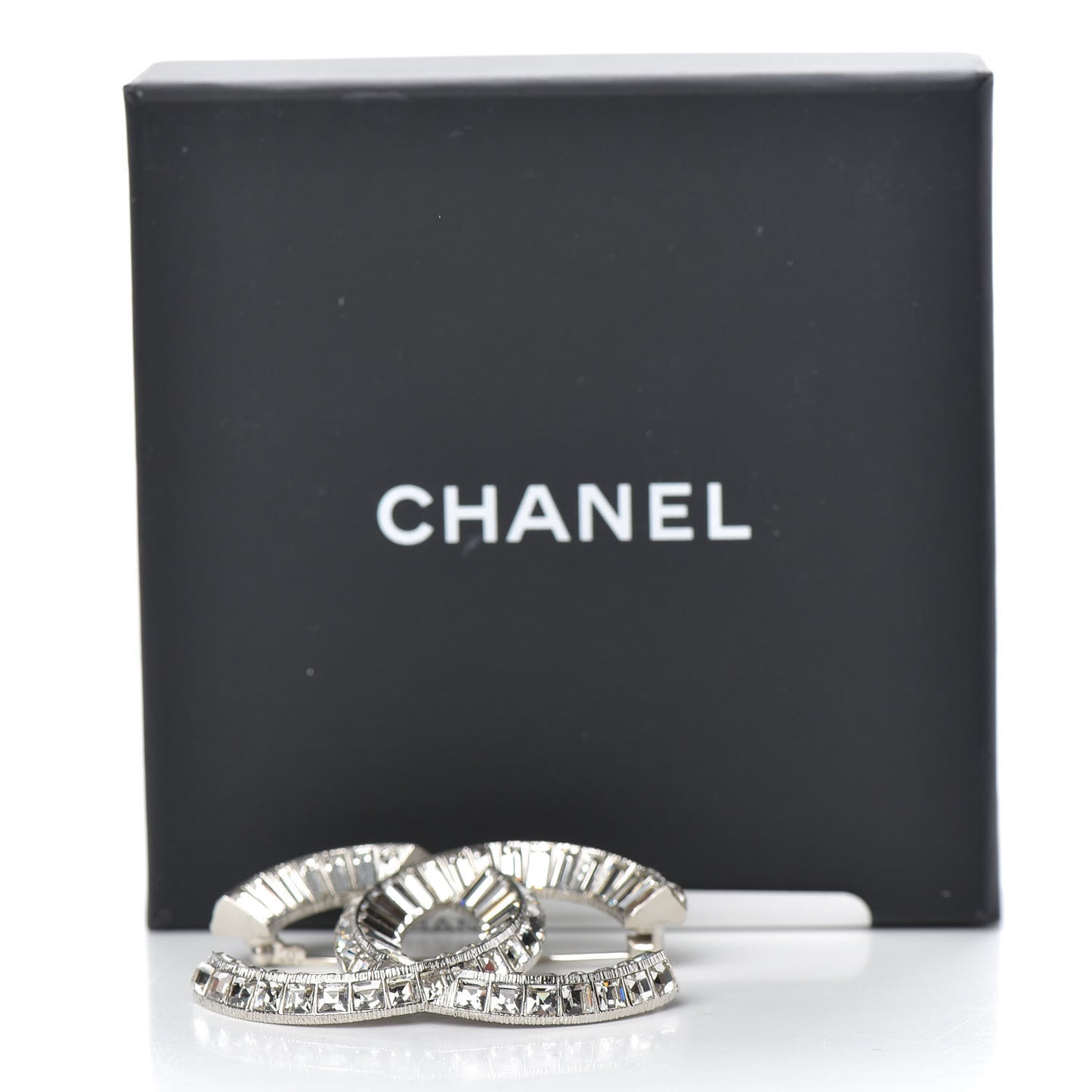 Baguette Crystal CC Brooch Silver
