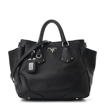 Prada Vitello Daino Tote Black 1 of 10