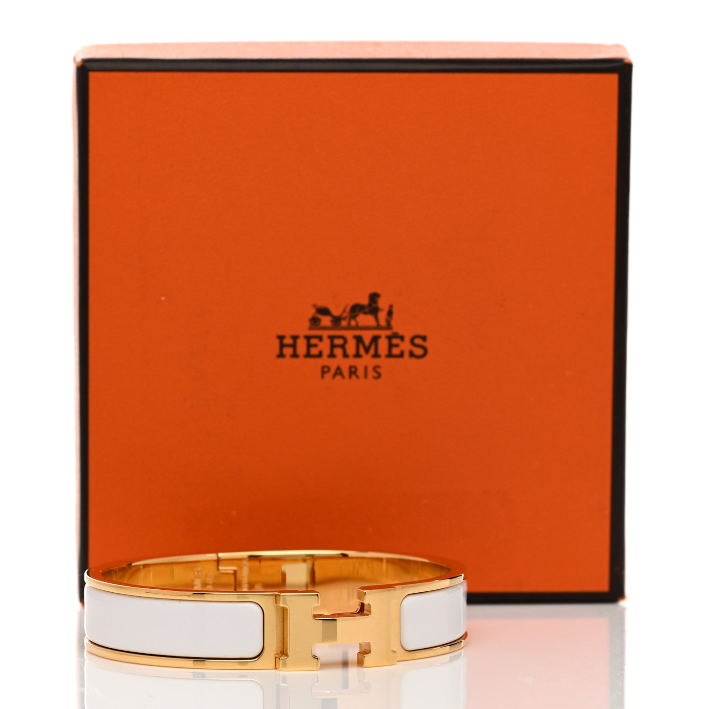 Enamel Narrow Clic Clac H Bracelet PM White