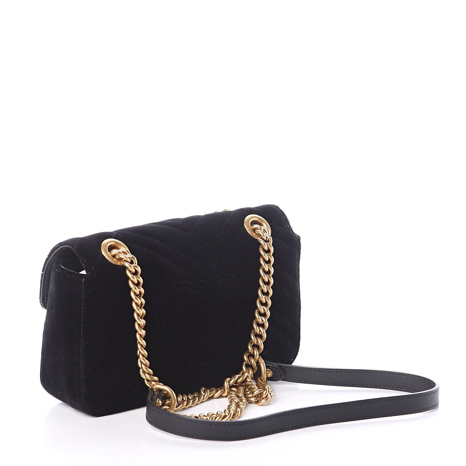 Gucci Velvet Matelasse Mini GG Marmont Shoulder Bag Black 2 of 8