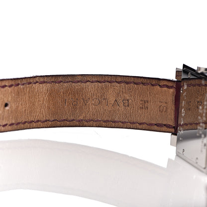 Bulgari Stainless Steel Alligator Garnet Mother of Pearl 26mm Quadrato Quartz Watch 6 of 10