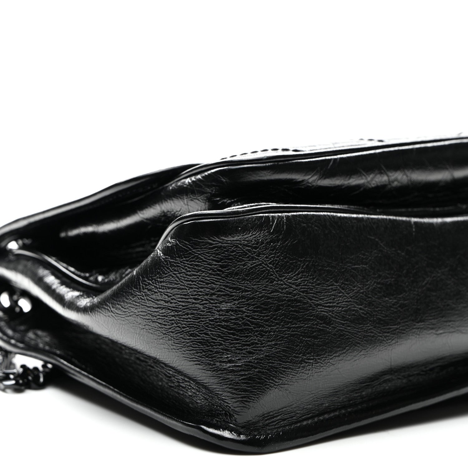 Saint Laurent Crinkled Calfskin Matelasse Monogram Medium Niki Chain Satchel Black 8 of 9