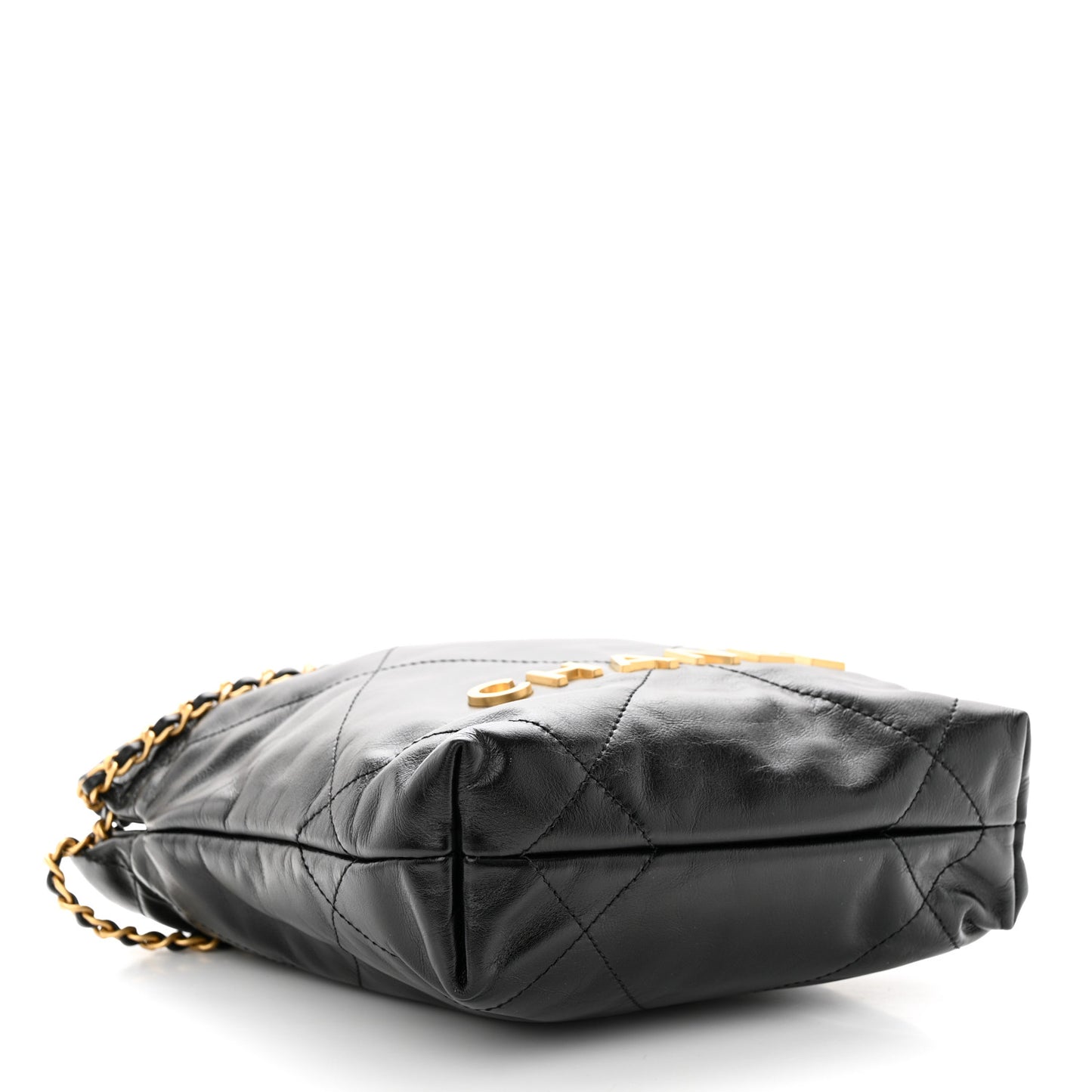 Shiny Calfskin Quilted Mini Chanel 22 Black