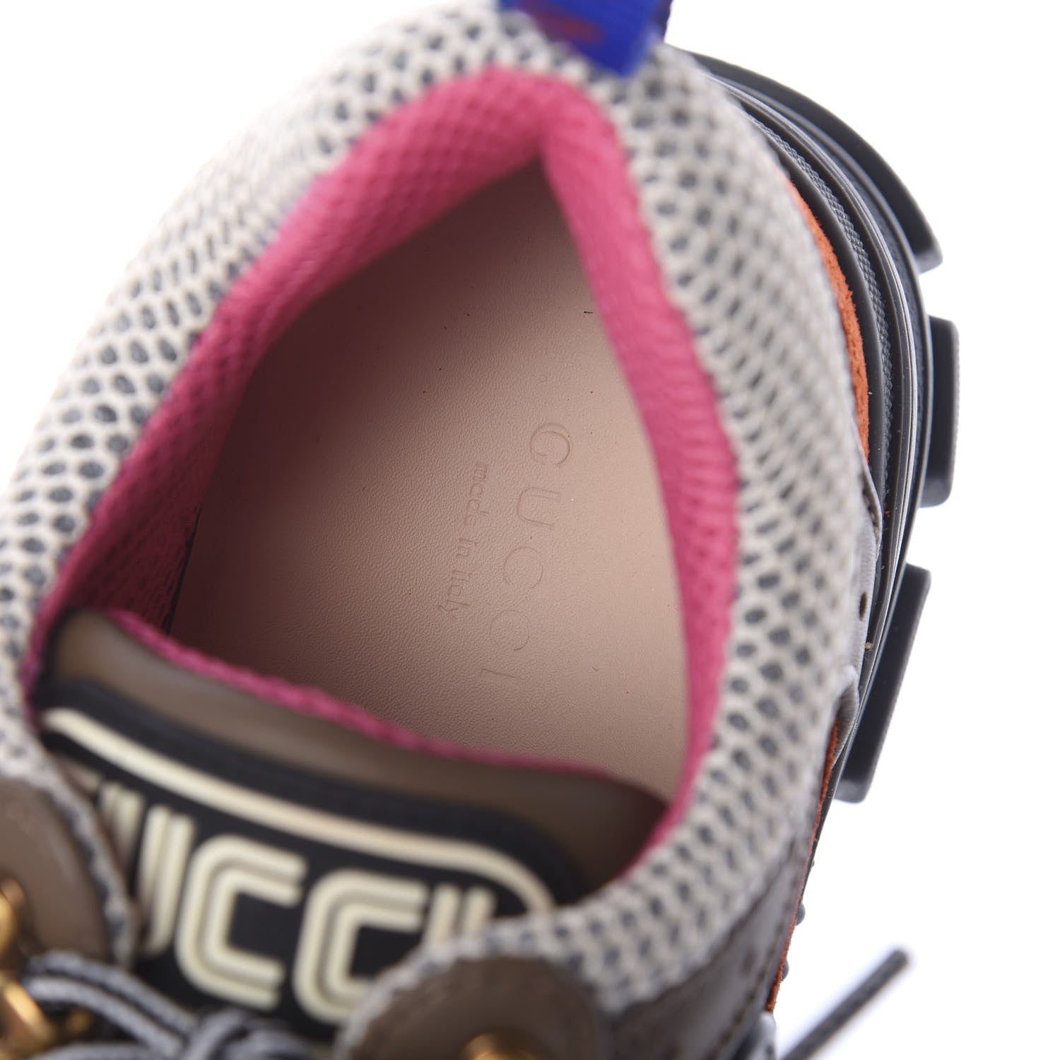 Gucci X SEGA Mesh Canvas Calfskin Womens Flashtrek Sneakers 38 White Box Pink Ardesia Loess 5 of 7