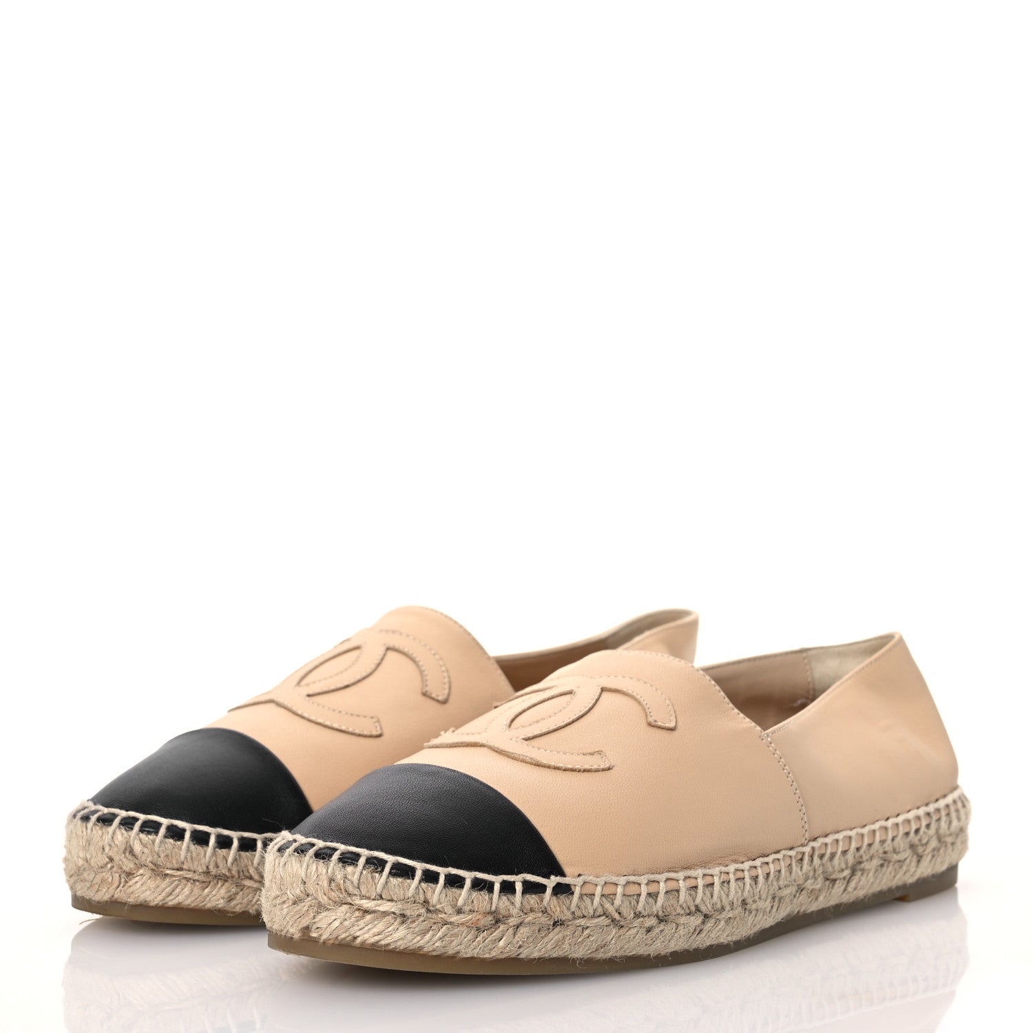Chanel Lambskin CC Espadrilles 39 Beige Black 3 of 12