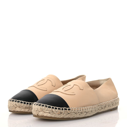 Chanel Lambskin CC Espadrilles 39 Beige Black 3 of 12