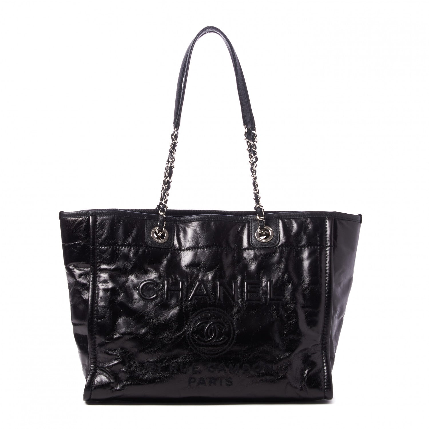 Chanel Glazed Calfskin Small Deauville Tote Black 1 of 9