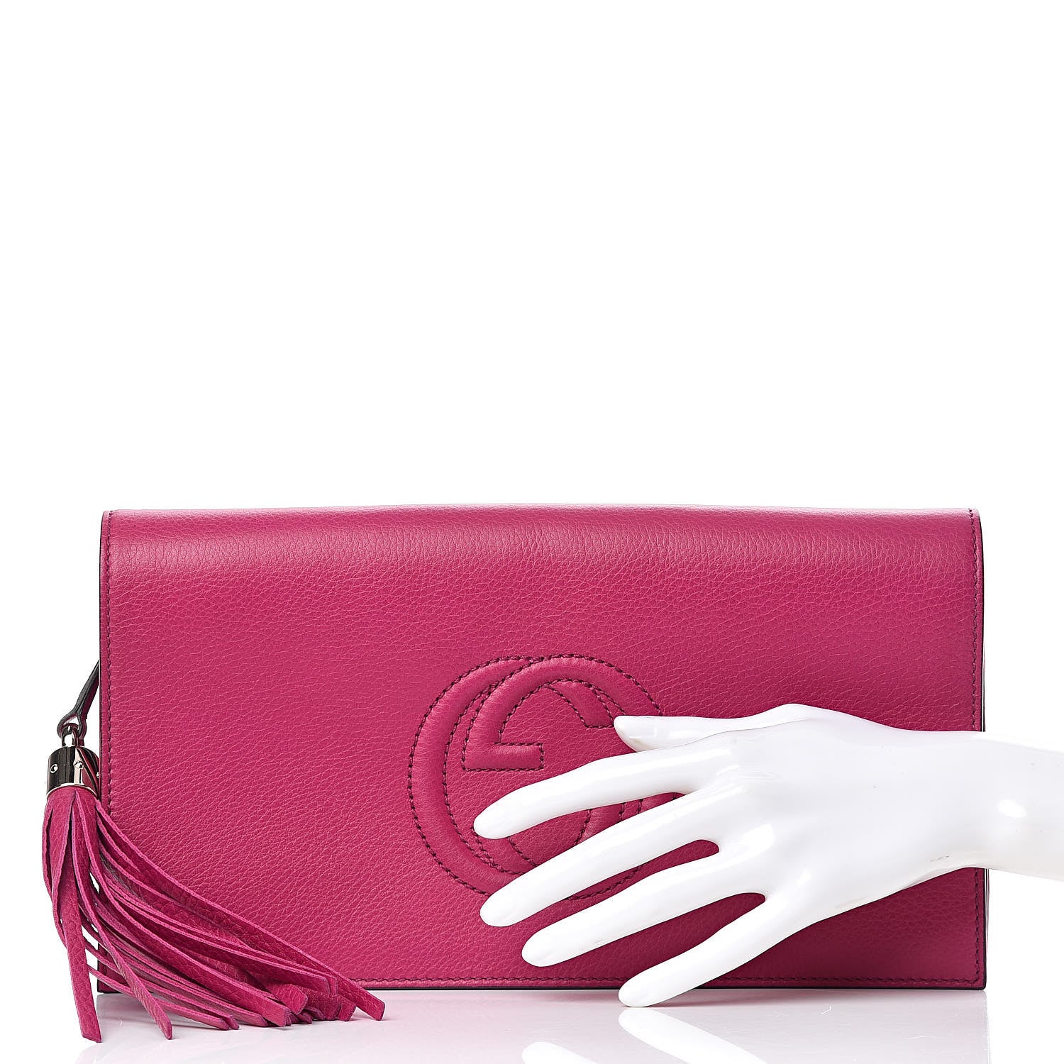 Gucci Pebbled Calfskin Medium Soho Clutch Fuchsia 2 of 10