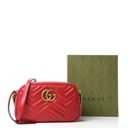 Gucci Calfskin Matelasse Small GG Marmont Chain Shoulder Bag Hibiscus Red 11 of 11