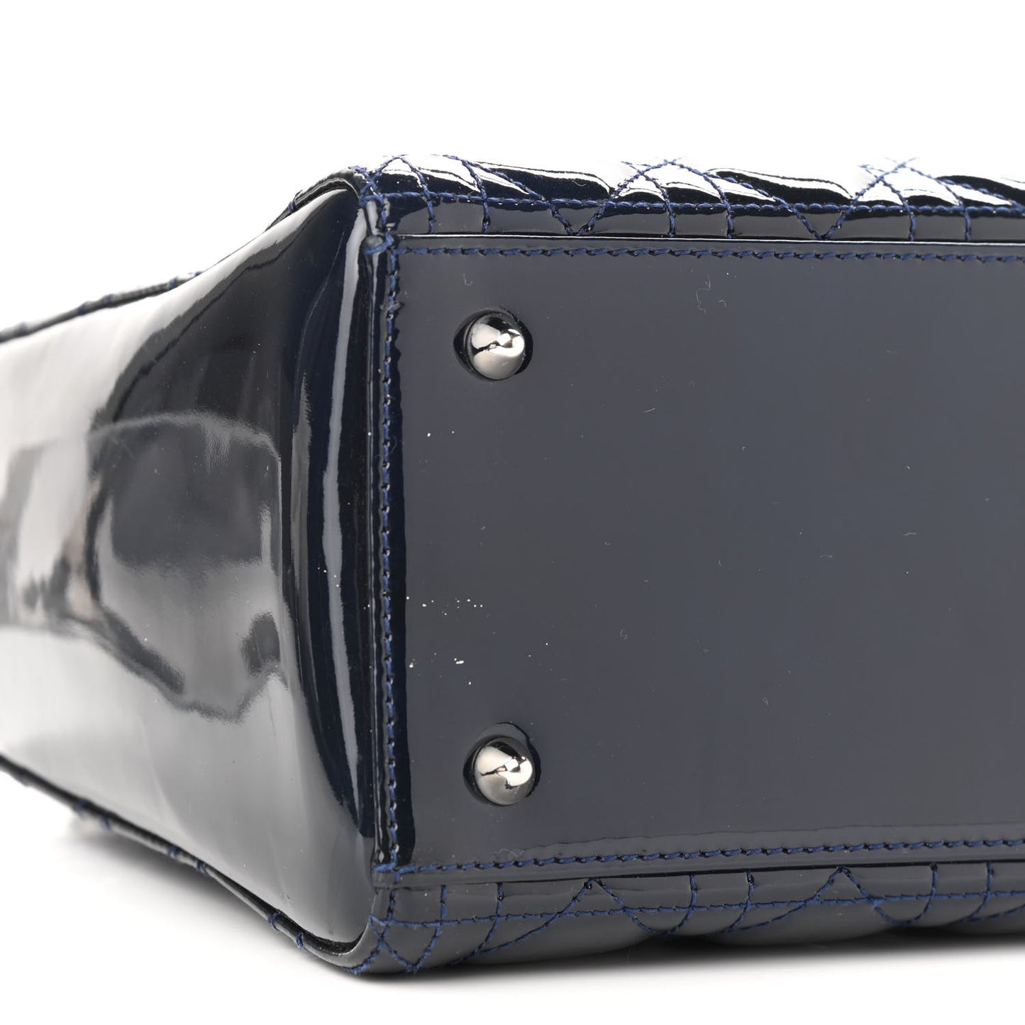 Patent Cannage Medium Lady Dior Navy Blue