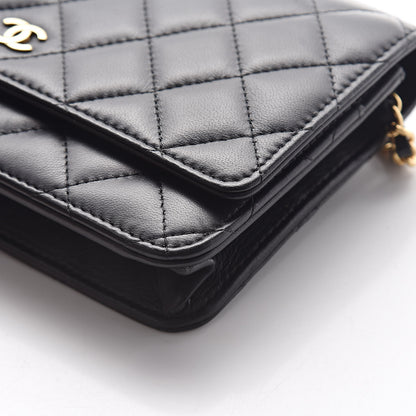 Chanel Lambskin Quilted Wallet On Chain WOC Black 11 of 11