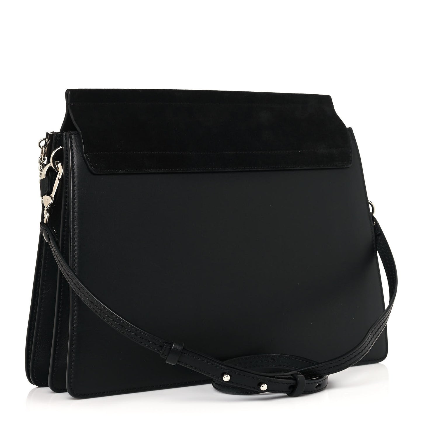 Suede Calfskin Medium Faye Shoulder Bag Black