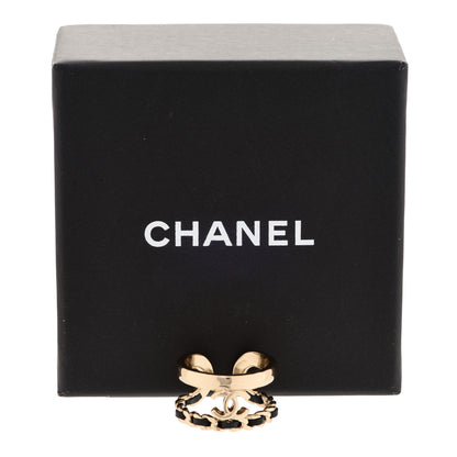 Chanel Metal Lambskin CC Ring 52 Gold Black 5 of 5