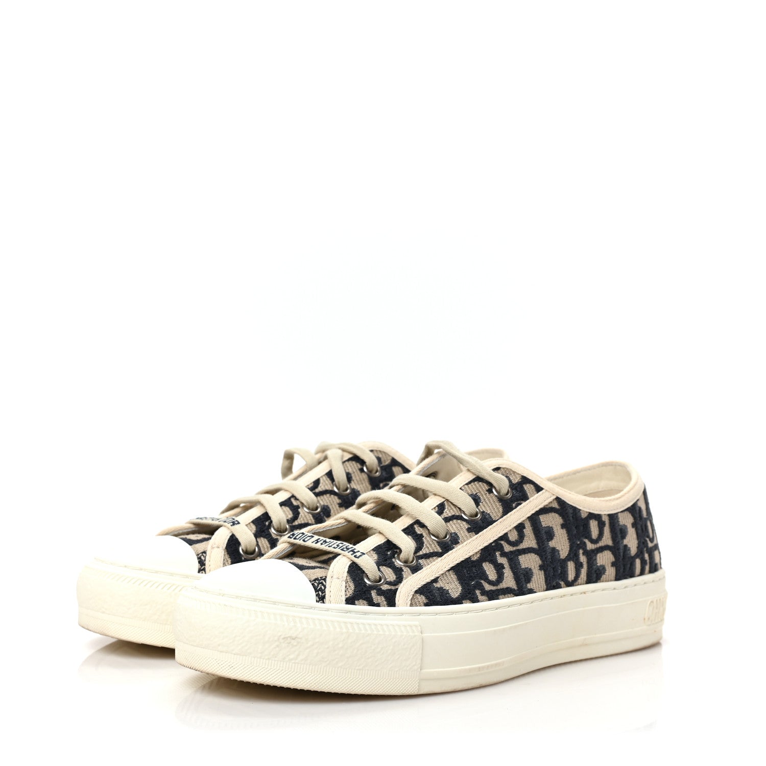 Christian Dior Canvas Oblique Walk'N'Dior Low Top Sneakers 36 Deep Blue 3 of 8