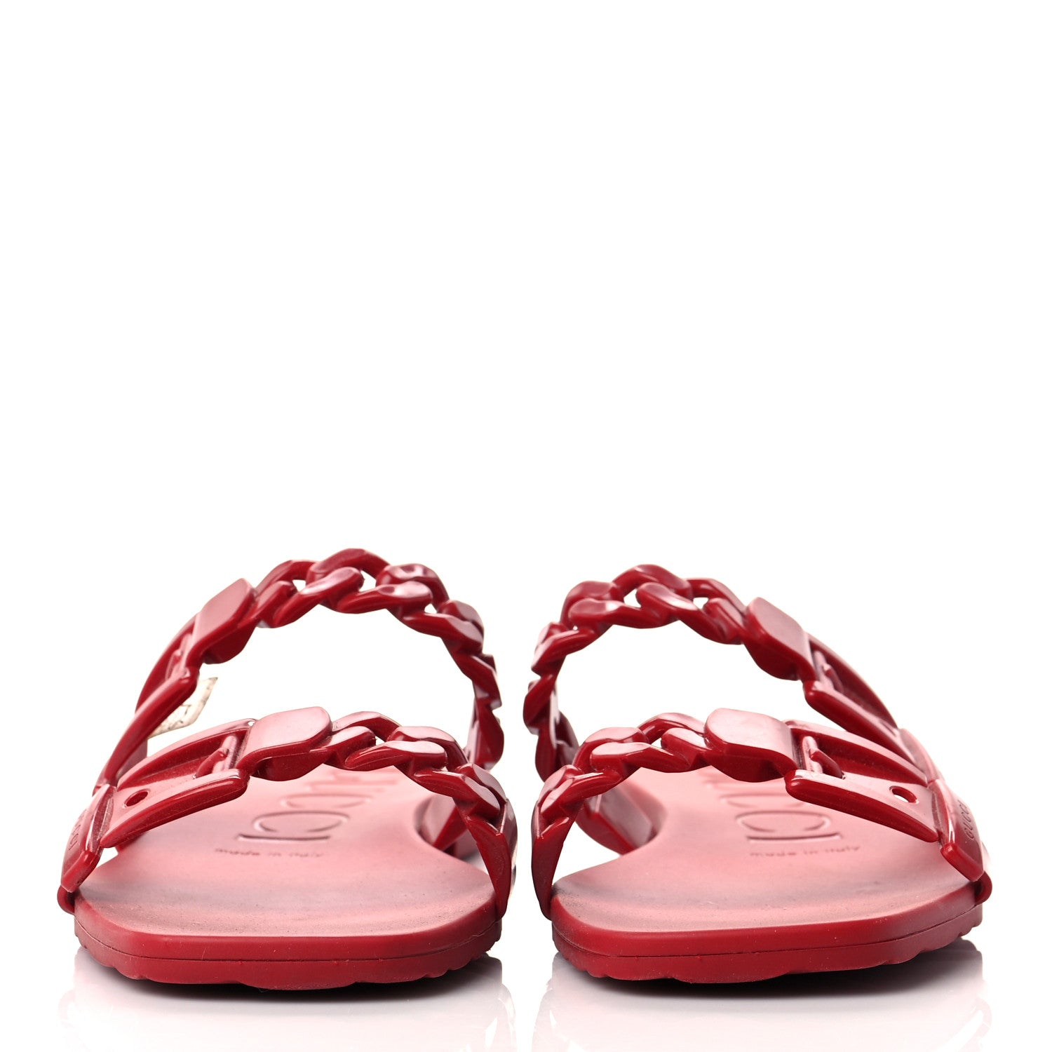 Gucci Rubber Womens Slide Sandals 36 Hibiscus Red 2 of 8