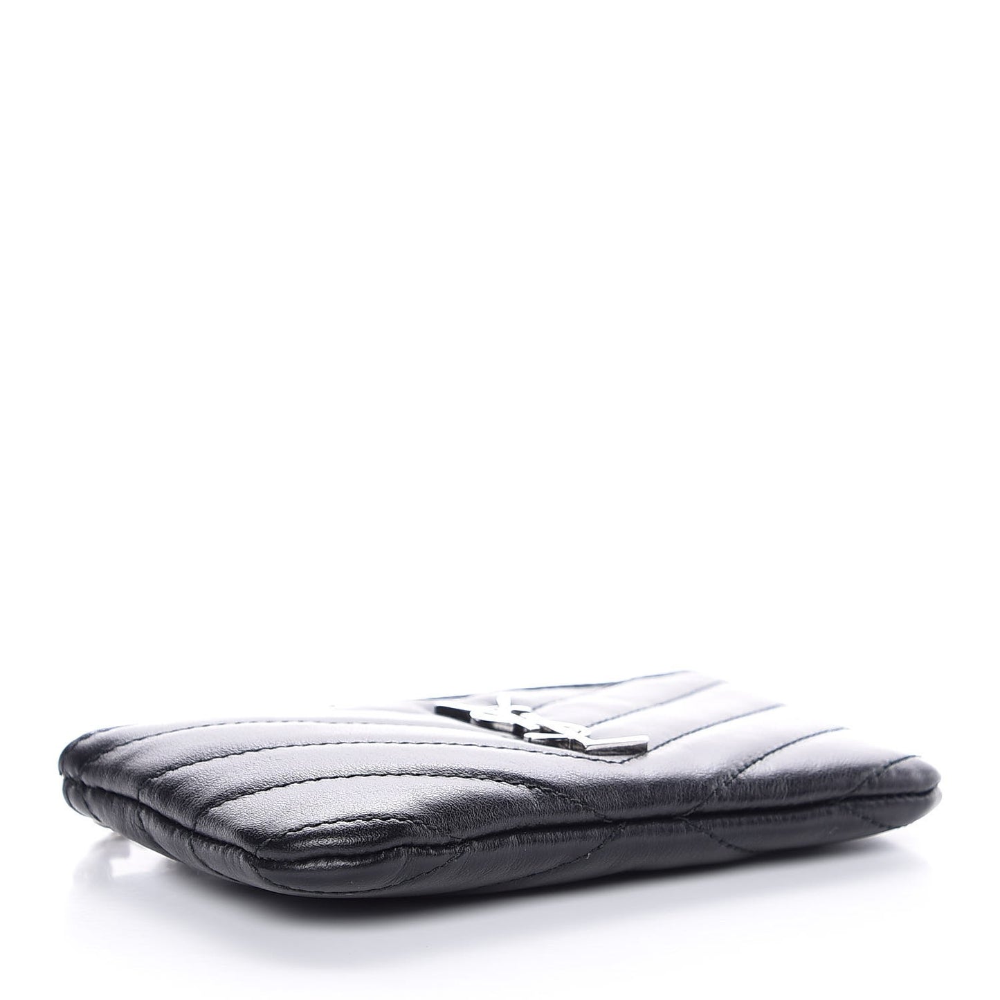 Calfskin Matelasse Monogram Key Pouch Black
