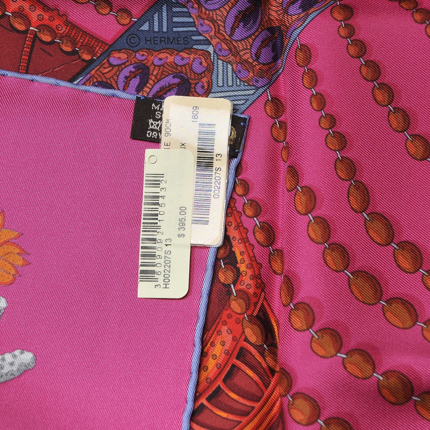Silk Chemins De Corail Scarf 90 Fuchsia Gris Bordeaux