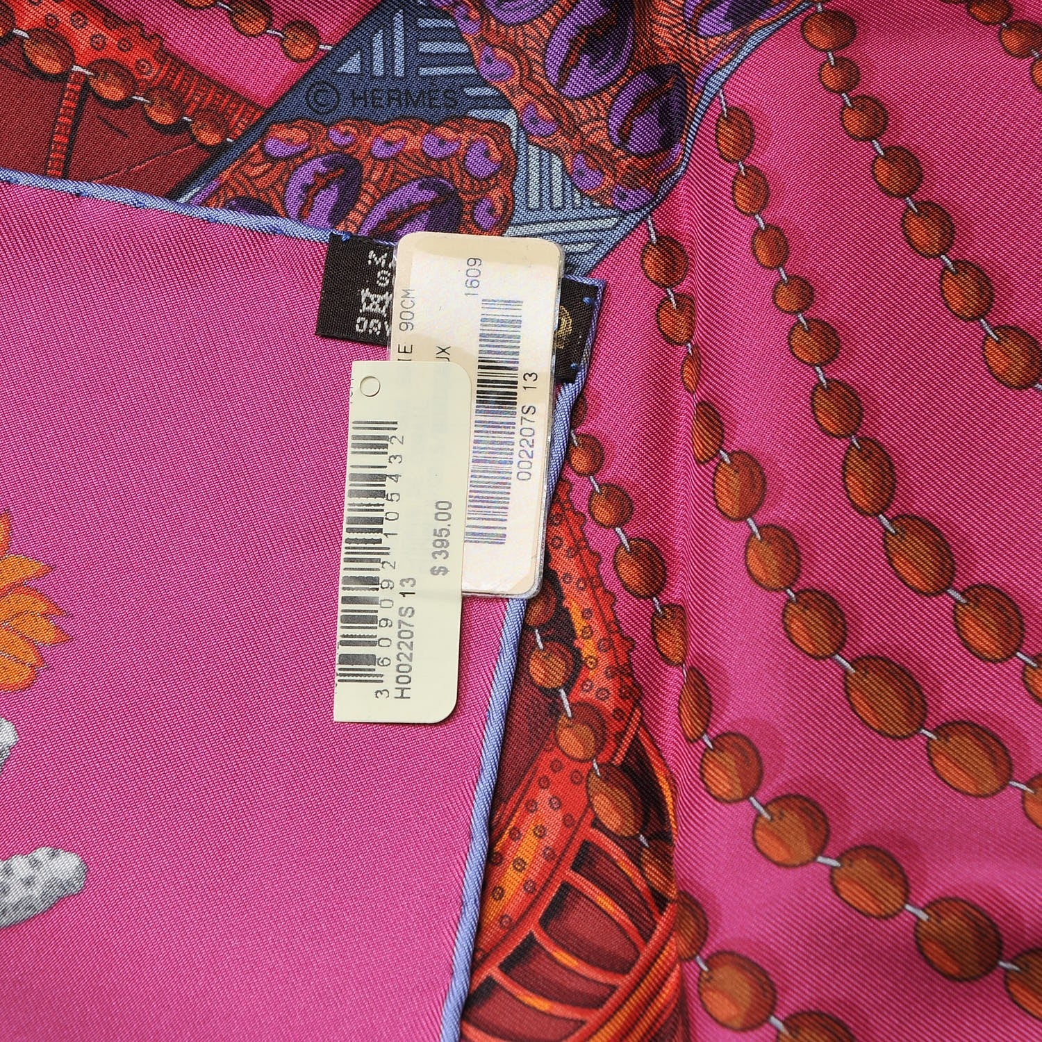 Hermes Silk Chemins De Corail Scarf 90 Fuchsia Gris Bordeaux 4 of 5