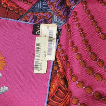 Hermes Silk Chemins De Corail Scarf 90 Fuchsia Gris Bordeaux 4 of 5