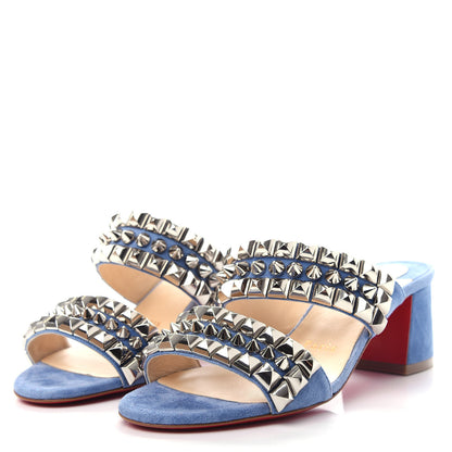 Christian Louboutin Suede Studded Tina Goes Mad 55 Slide Sandals 35 Version Jeans 3 of 10