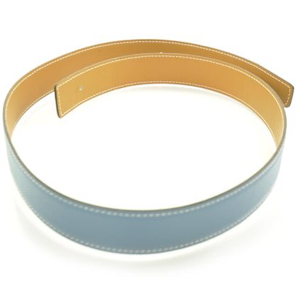 Hermes Epsom Chamonix Reversible Belt Strap 80 Blue Jean and Gold 2 of 3