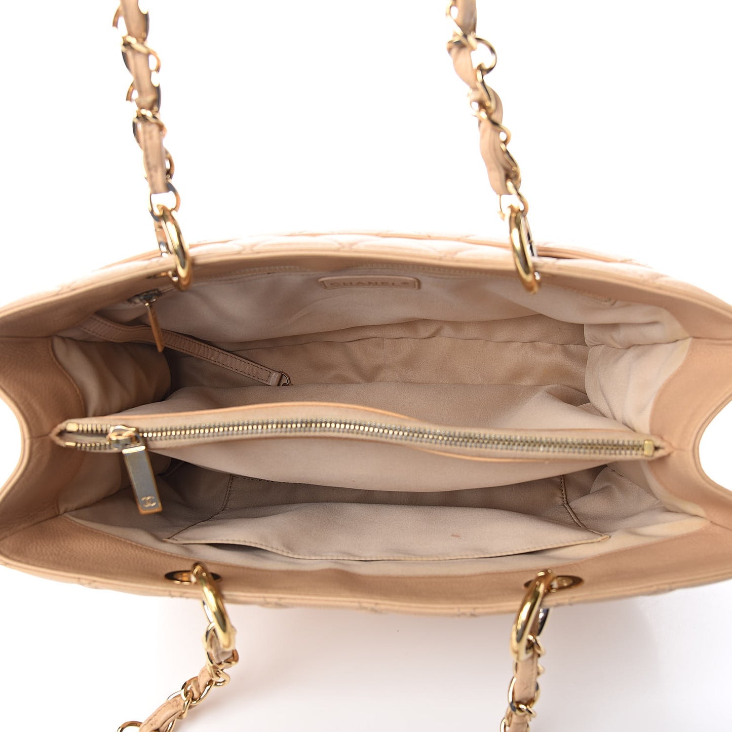 Caviar Quilted Grand Shopping Tote GST Beige