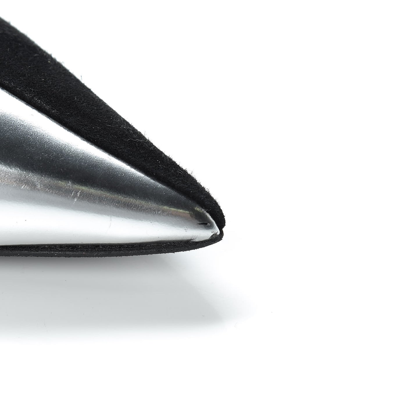 Mirror Finish Calfskin Suede Pumps 38 Black Silver