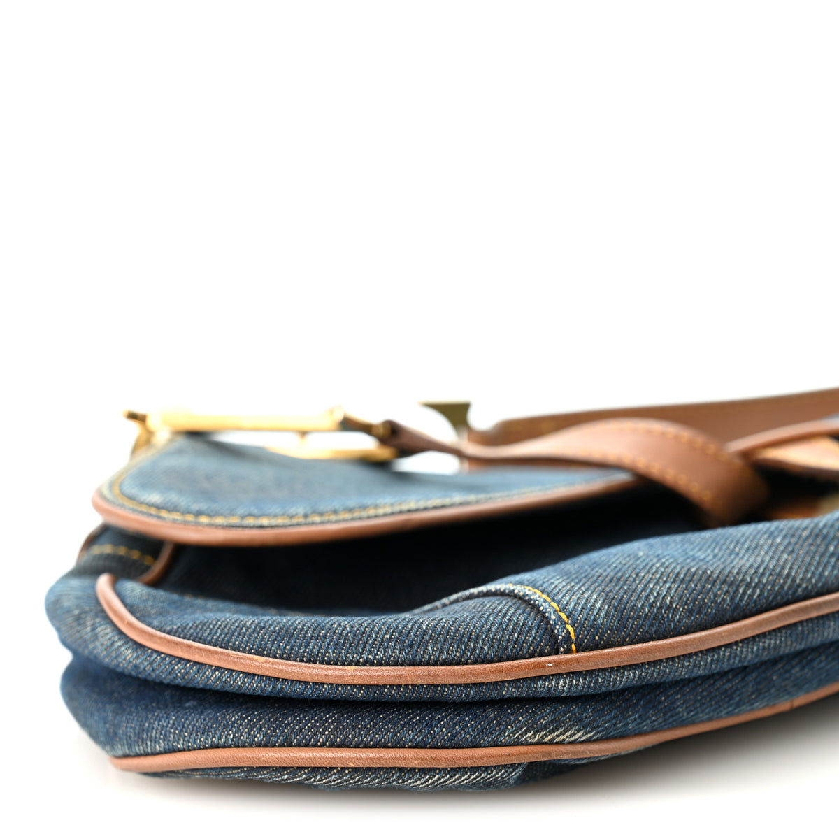 Denim Calfskin Saddle Bag Blue
