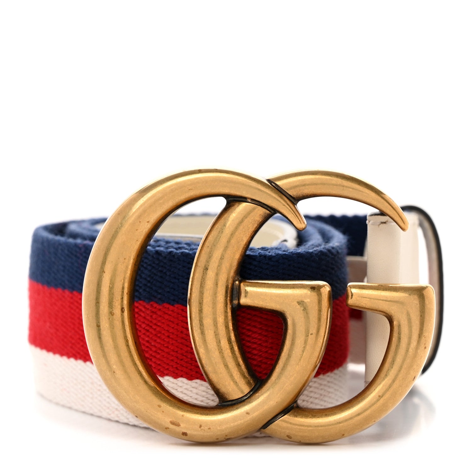 Gucci Nylon Calfskin Sylvie Web Double G 40mm Belt 95 38 Mystic White Hibiscus Red Maritime 1 of 8