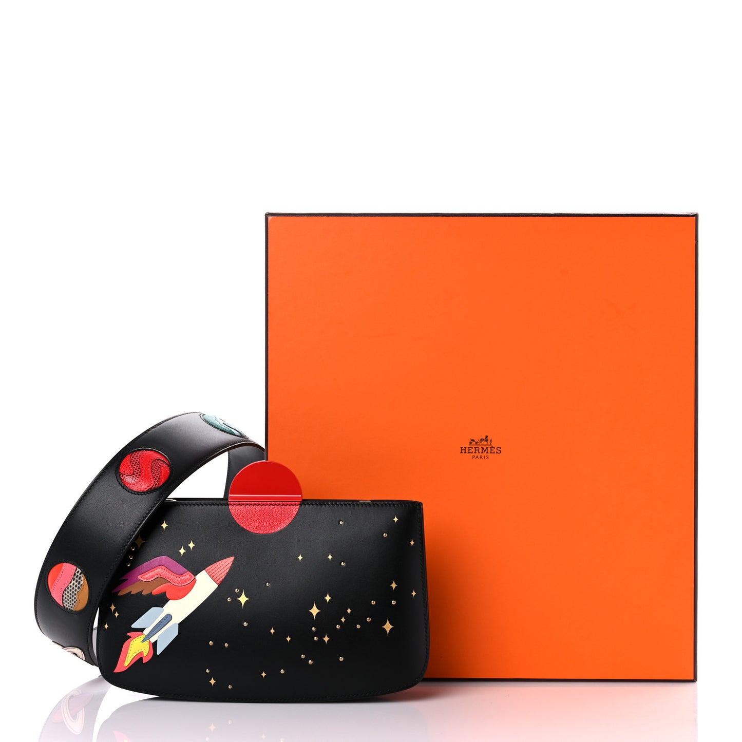 Veau Monsieur Lizard Ostrich Spaceship Sac A Malice Black Multicolor