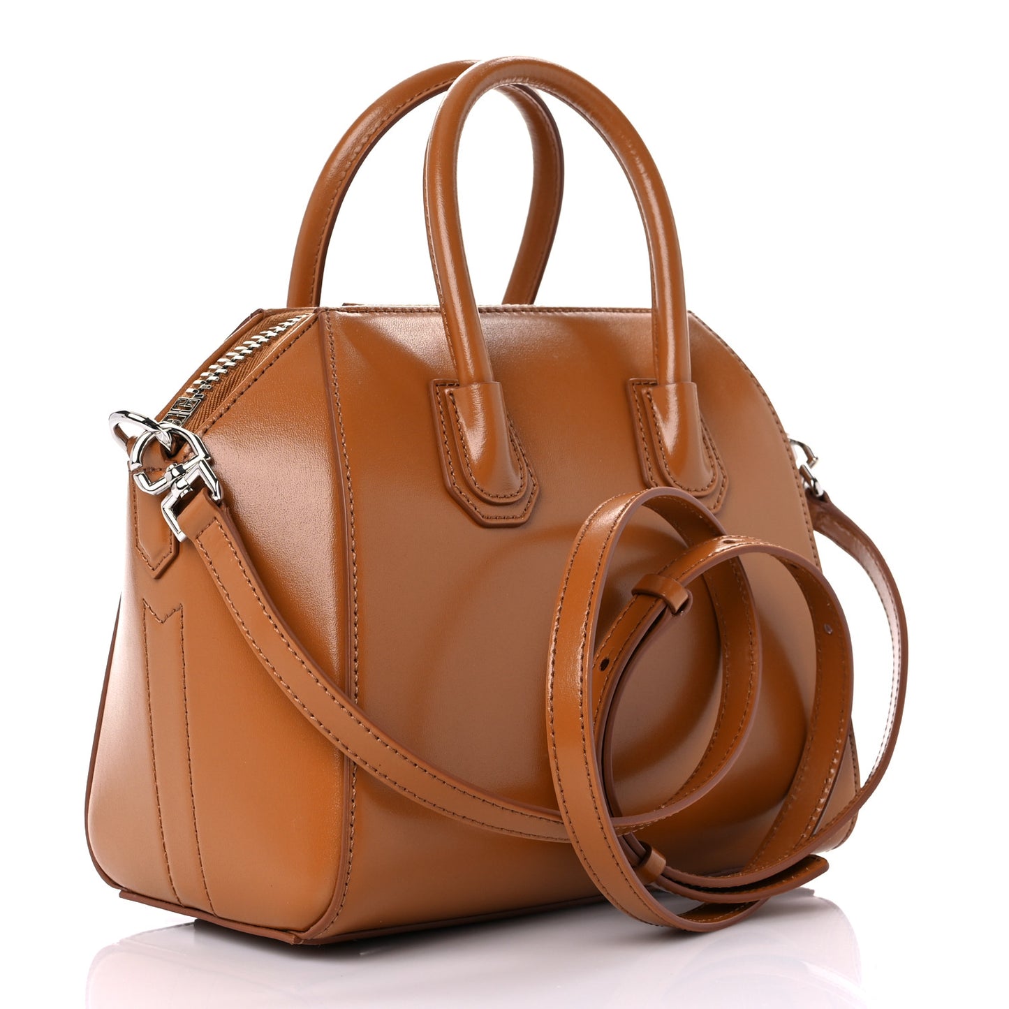 Shiny Lord Calfskin Mini Antigona Camel