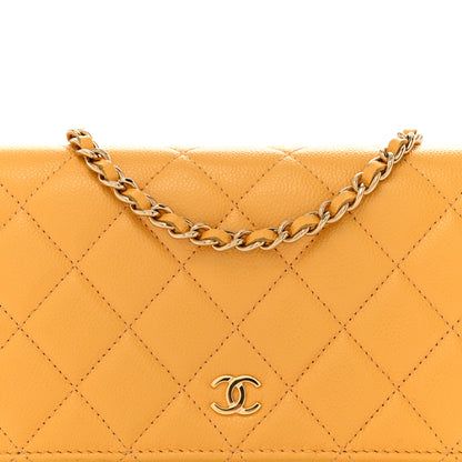 Chanel Caviar Quilted Wallet on Chain WOC Yellow 9 of 15