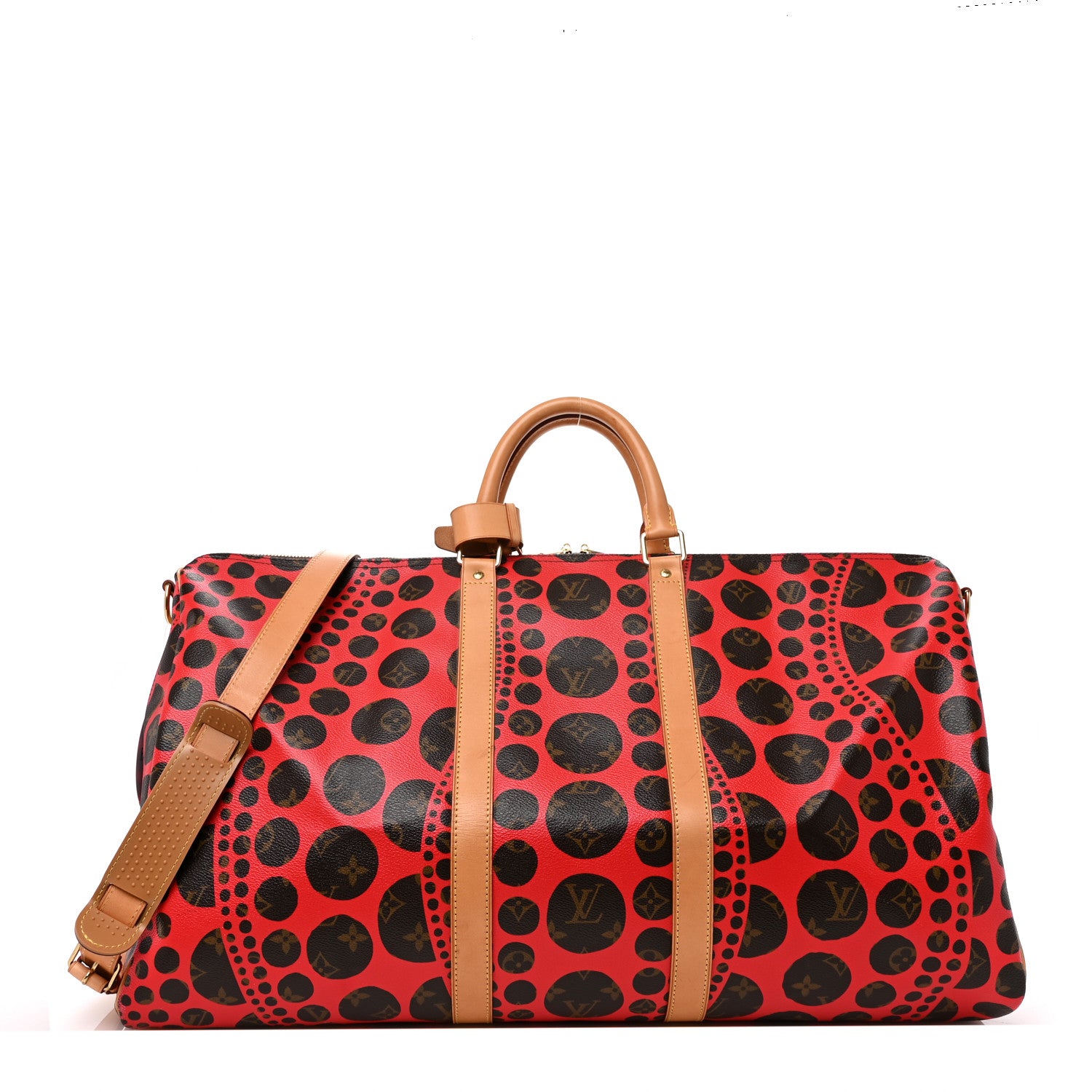 Louis Vuitton Monogram Kusama Pumpkin Dots Keepall Bandouliere 55 Red 1 of 11