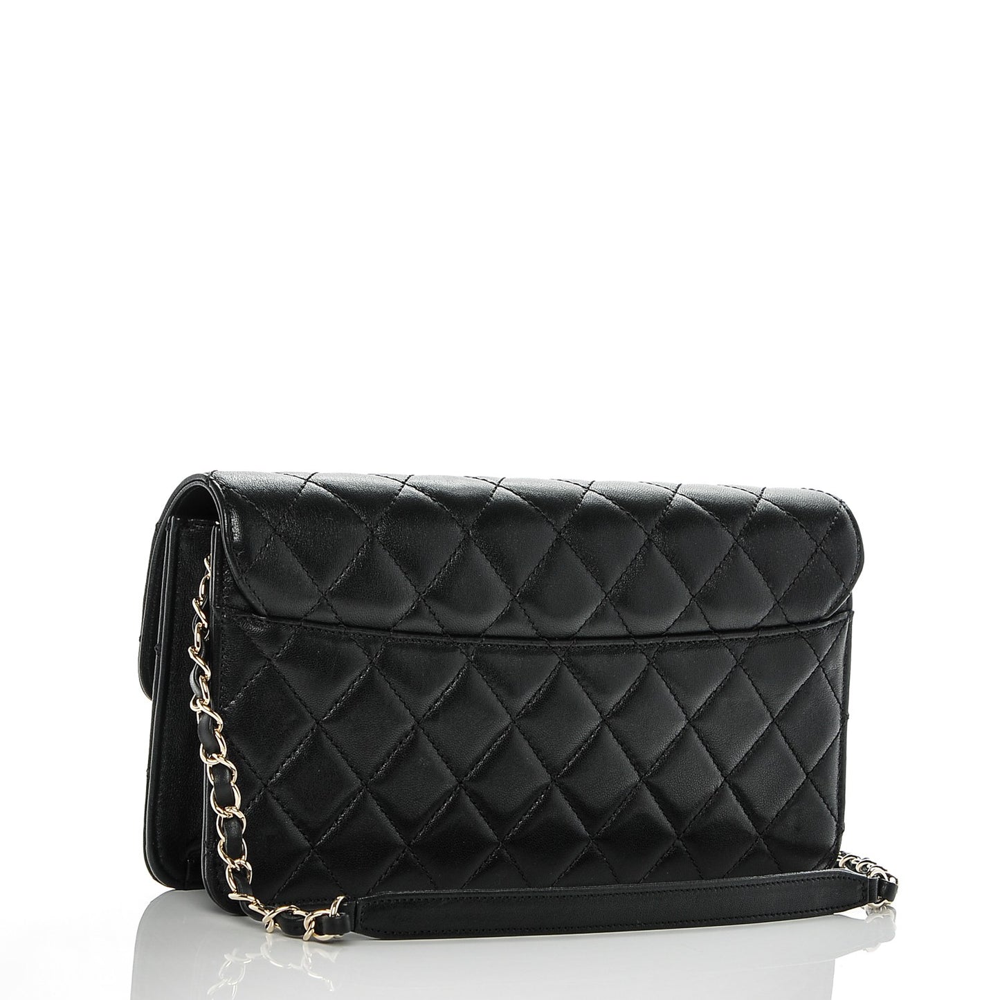 Sheepskin Quilted Small Beauty Lock Flap Black