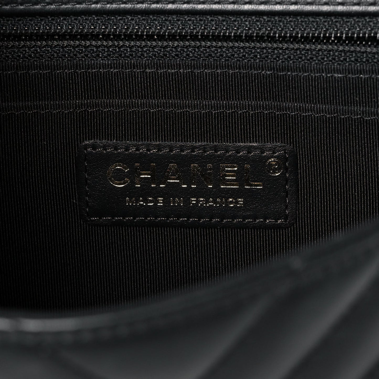 Calfskin Chevron Quilted Medium Statement Flap Black